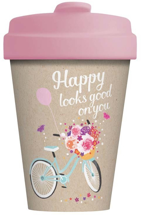 Chic.mic BambooCup Travel Mug 400 ml Happy looks good