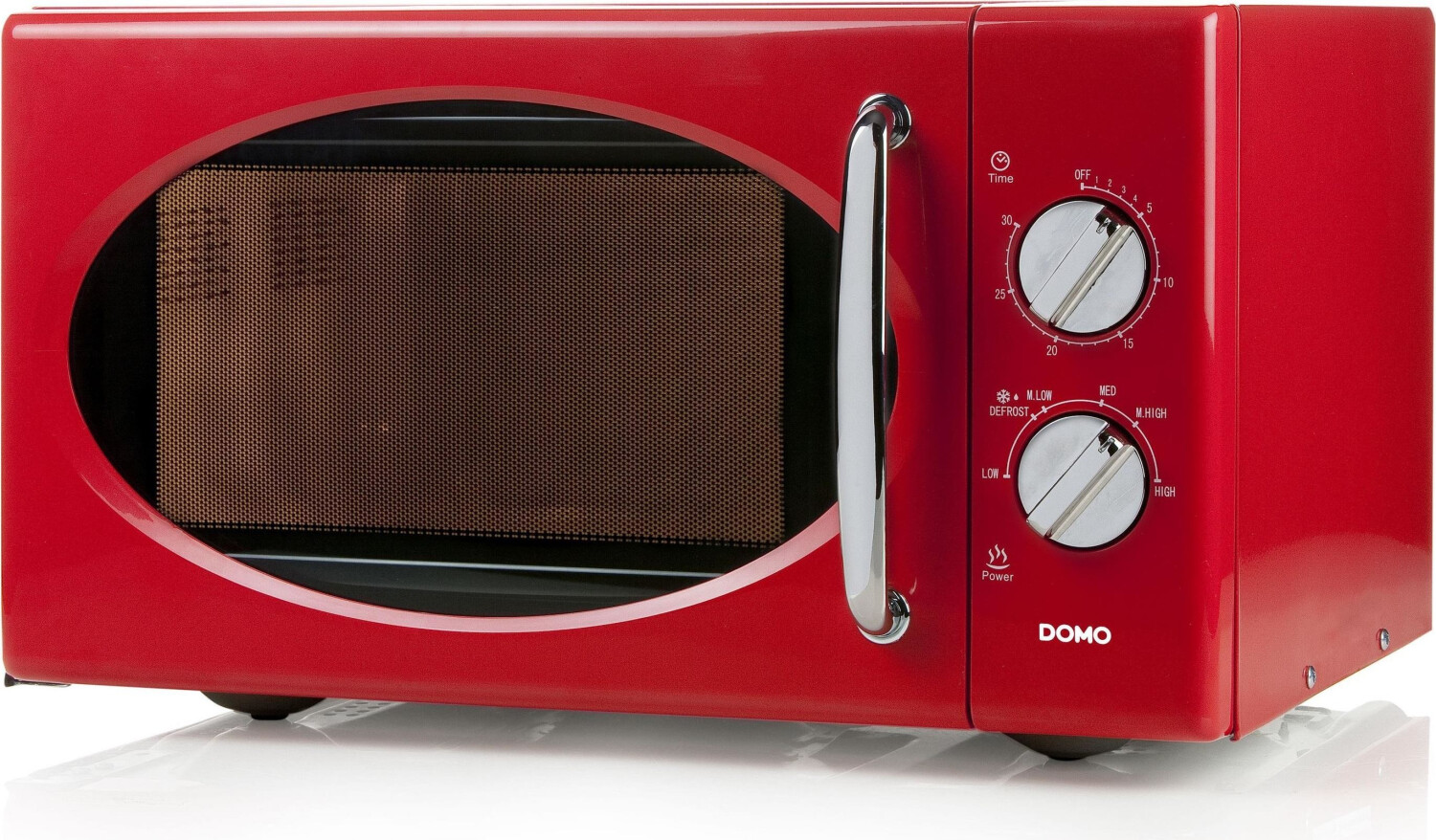 Domo Mikrowelle, 6 Kochprogramme, Auftaufunktion, Timer, 25 l, kleines  kompaktes Mikrowellengerät & Abdeckhaube, Design in Retro Rot