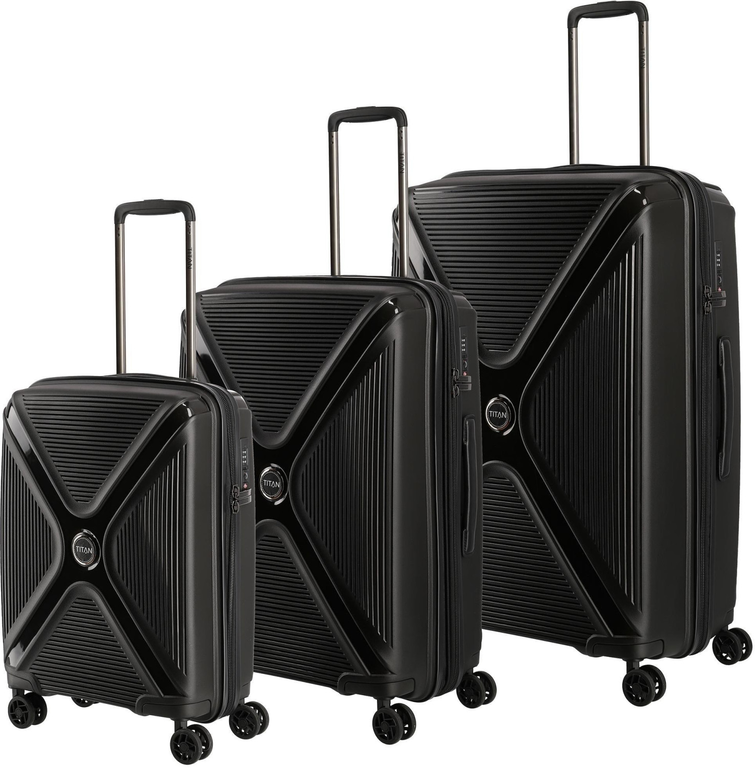 Titan Paradoxx 4 Wheel Trolley-Set 55/68/77 cm black (02)