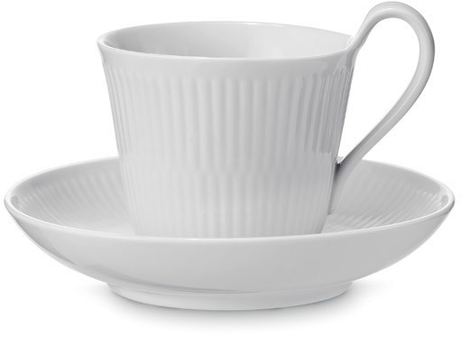 Royal Copenhagen White Ribbed Mug w. high handle 25cl