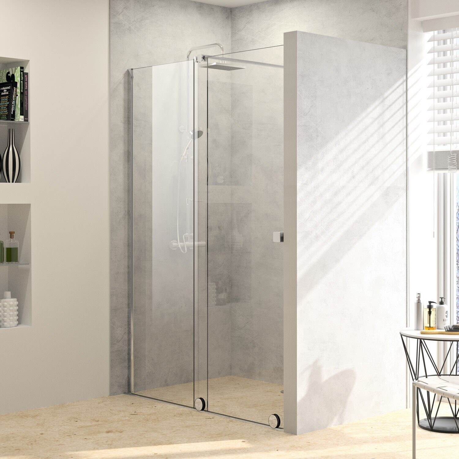 Hüppe Xtensa pure Walk-In 140 x 200 cm alu silver/clear transparent
