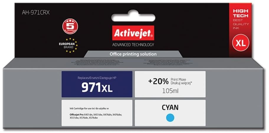 ActiveJet AH-971CRX pour  HP 971XL cyan