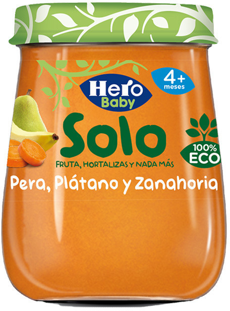 Bolsita de plátano, pera y naranja ecológica Hero Solo pack sin