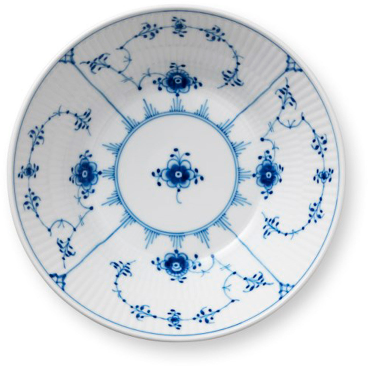 Royal Copenhagen Musselmalet ribbed blue deep plate (17 cm)