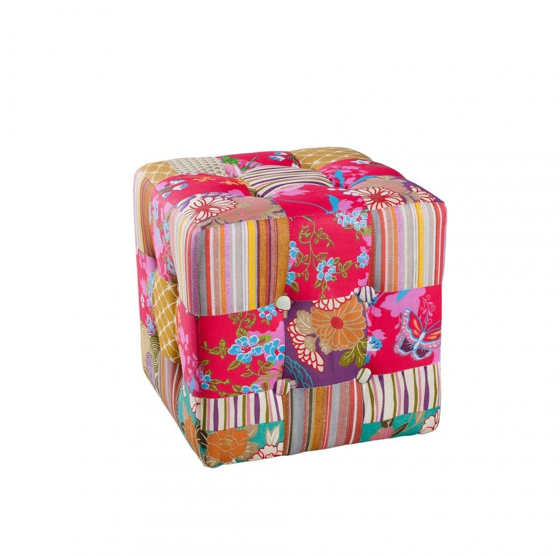 3 Suisses Pouf carré imprimé patchwork
