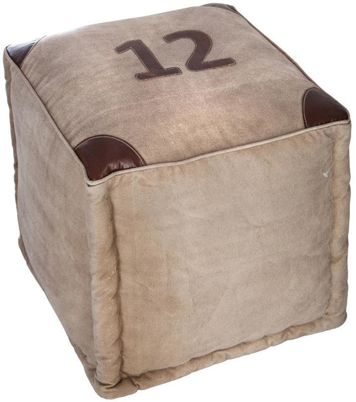 Paris Prix Pouf carré « Numéro » 40 cm beige