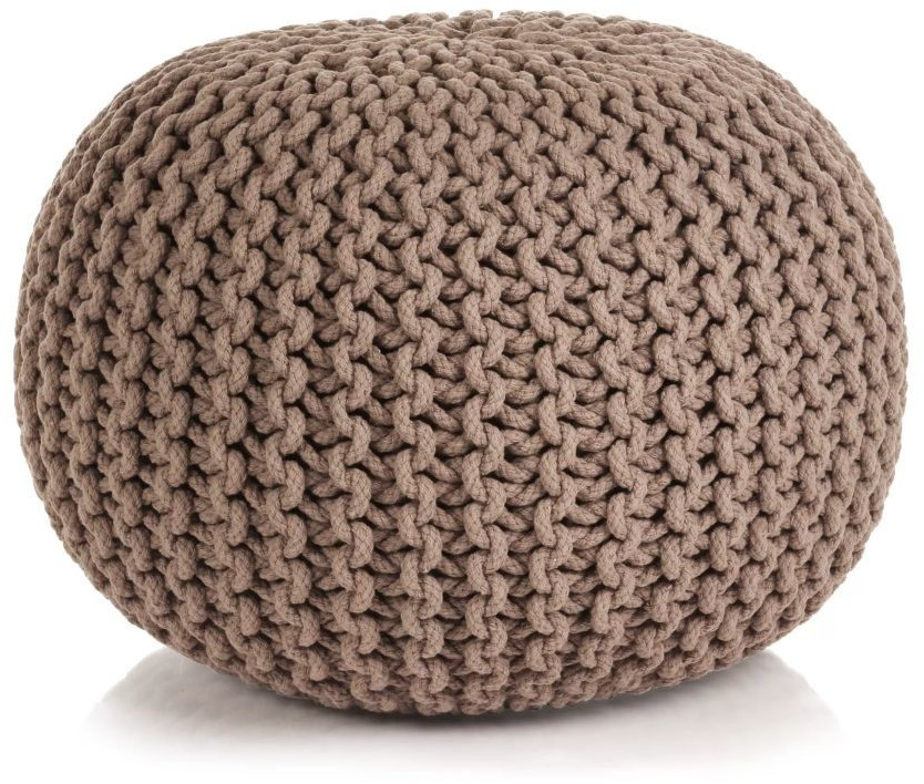 VidaXL Pouf tricoté à la main coton 50 x 35 cm marron