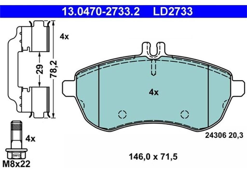 Pinze Freno Ate 13.0470-2617.2 - Per VW Golf VII E Altri Modelli - Con Sensore Usura - Foto 6