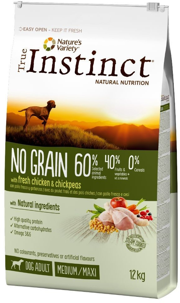 True Instinct No Grain poulet frais et pois chiches Medium/Maxi Adult (12 kg)