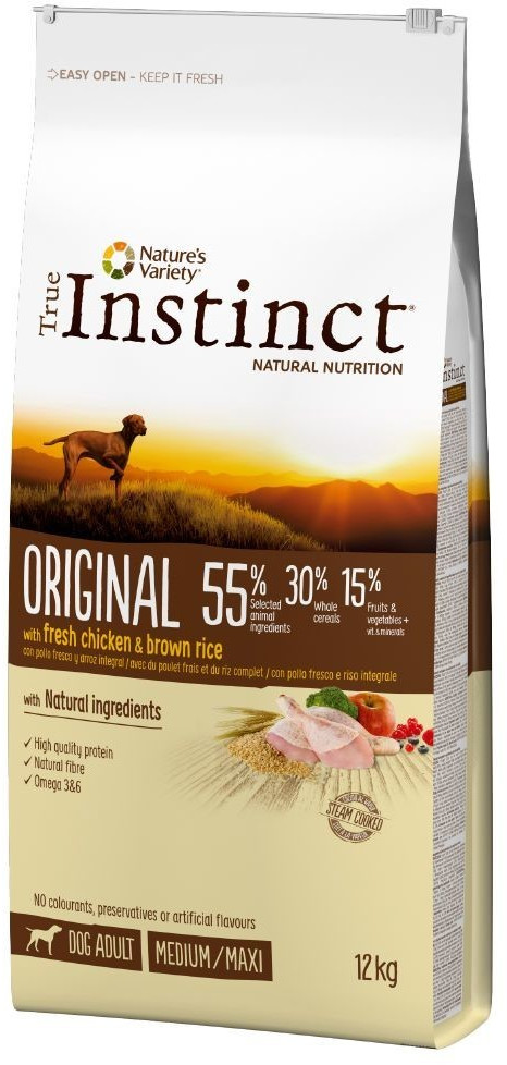 True Instinct Original poulet frais et riz complet Medium/Maxi Adult (12 kg)