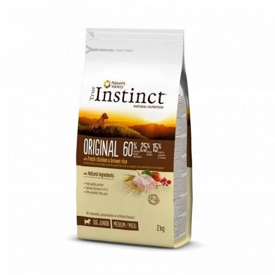True Instinct Original poulet frais et riz complet Medium/Maxi Junior (2 kg)