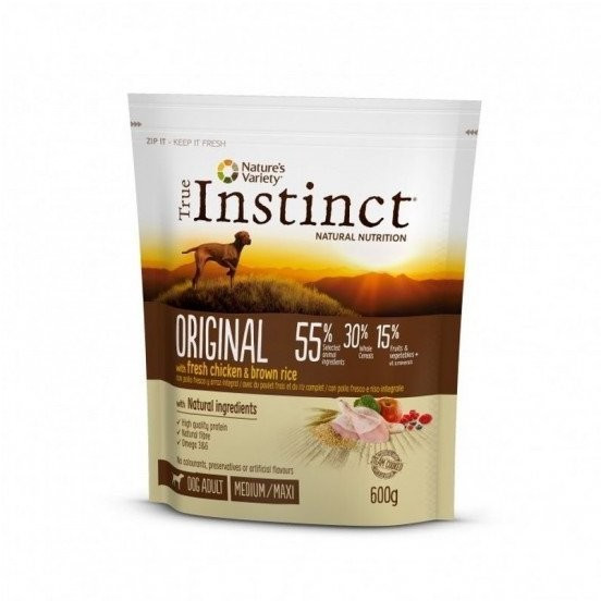 True Instinct Original poulet frais et riz complet Medium/Maxi Adult (600 g)