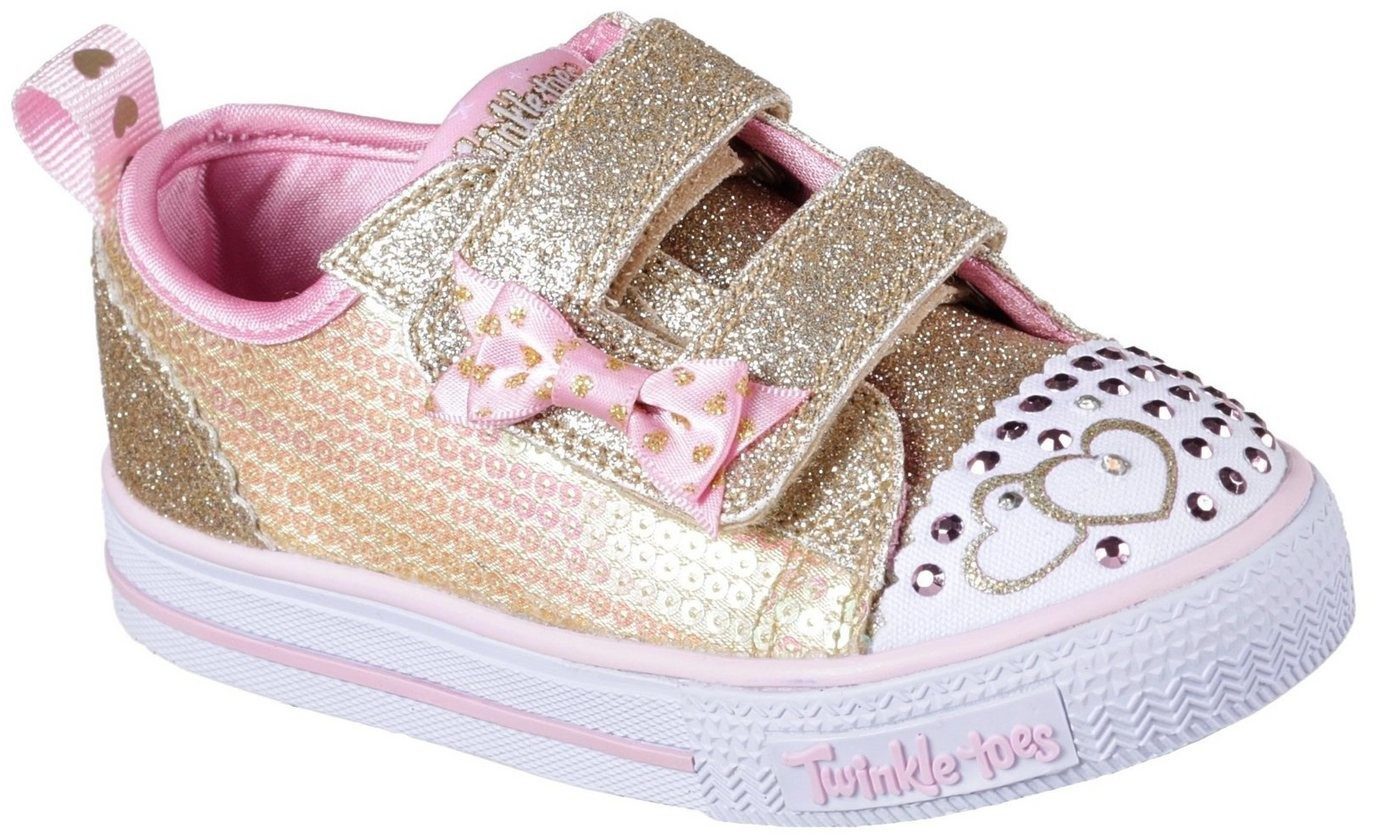 Skechers Twinkle Toes Shuffles Itsy Bitsy (10764N) gold sequin textile/pink trim