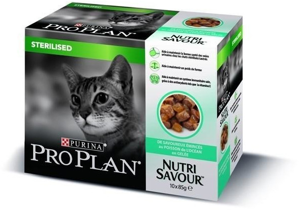 Purina Pro Plan NutriSavour Sterilised poisson en gelée (10 x 85 g)