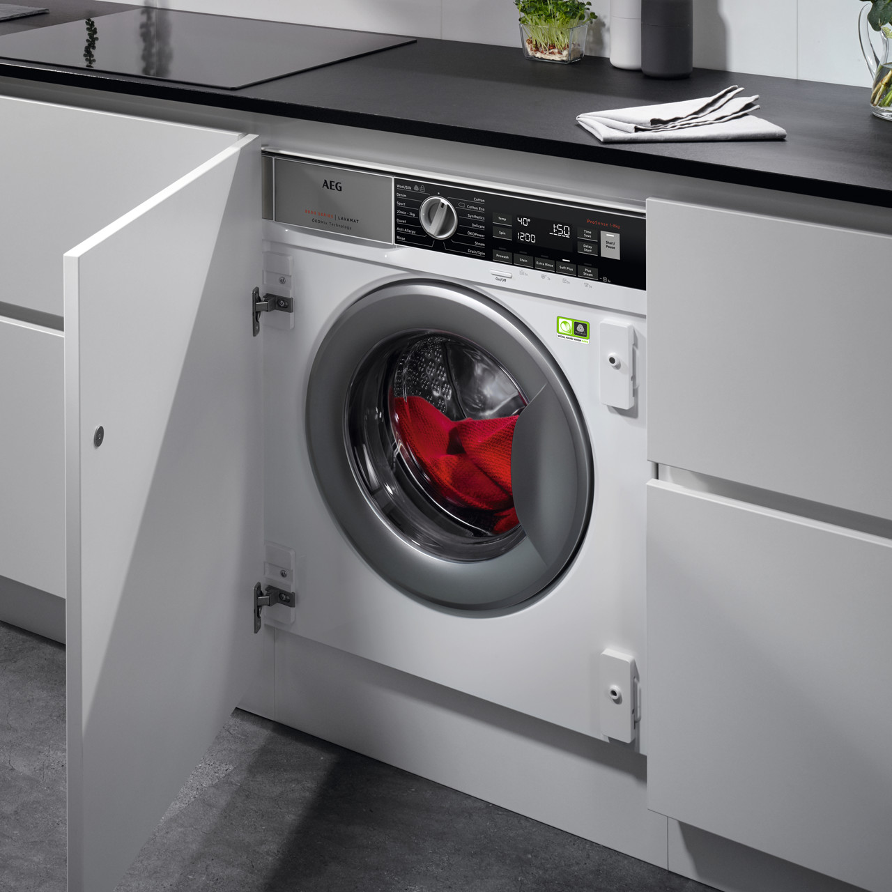 Aeg l8fc8432bi integrated washing outlet machine