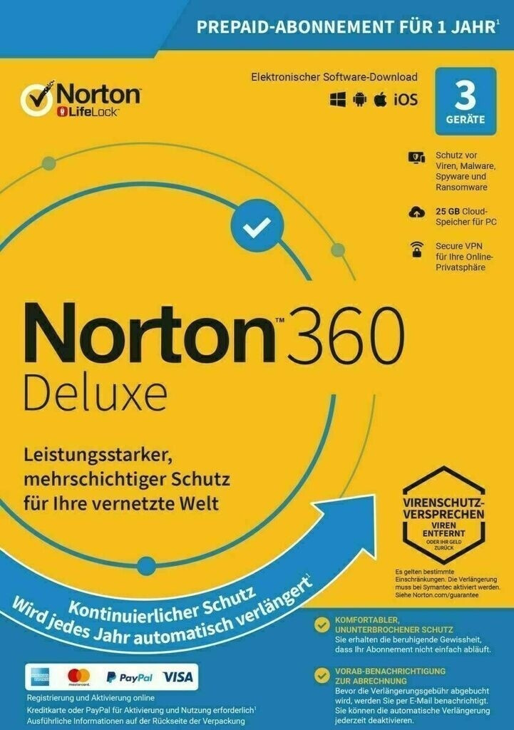 NortonLifeLock Norton 360 Deluxe (3 Devices) (1 Year)