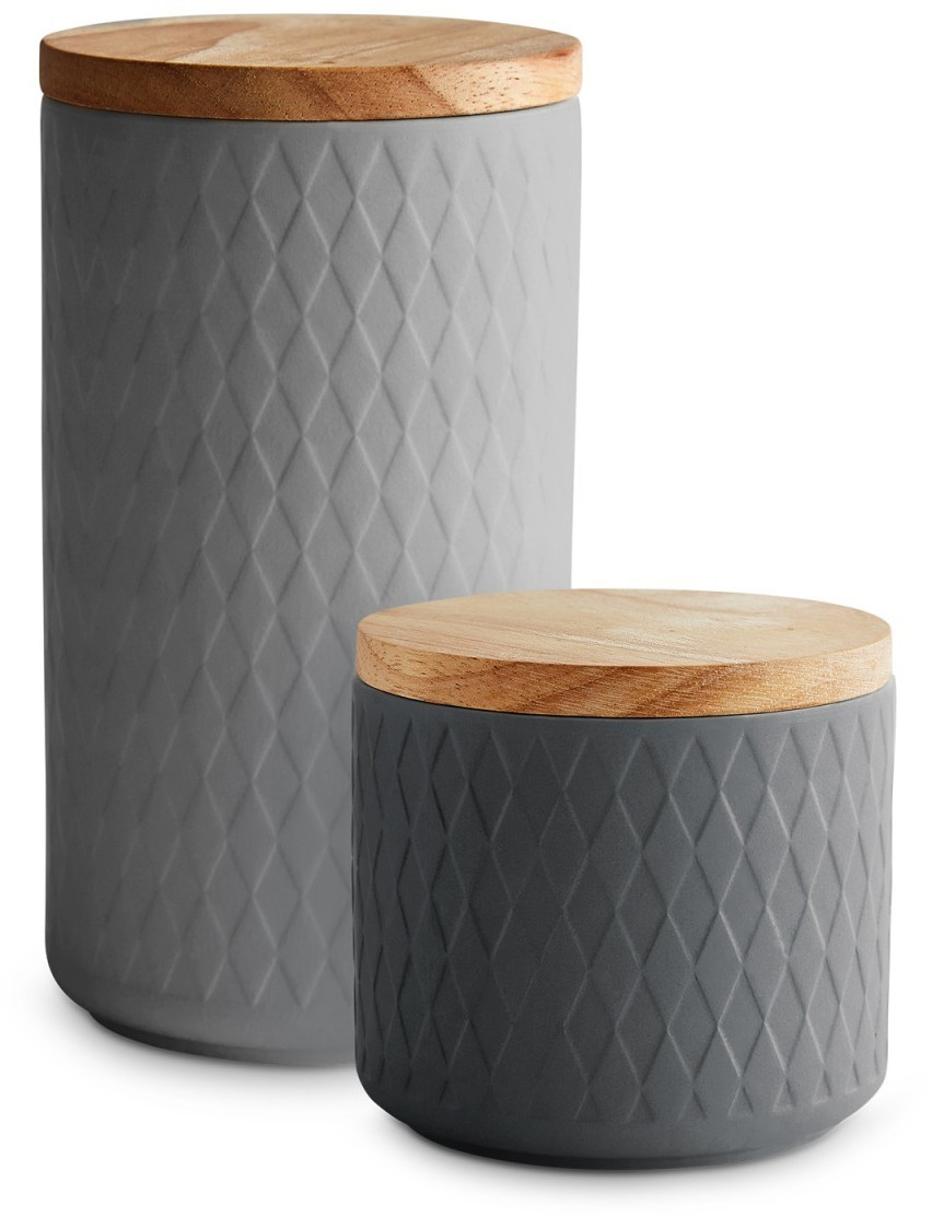 Springlane Ceramic Storage Box Set with Wooden Lid 2 pcs