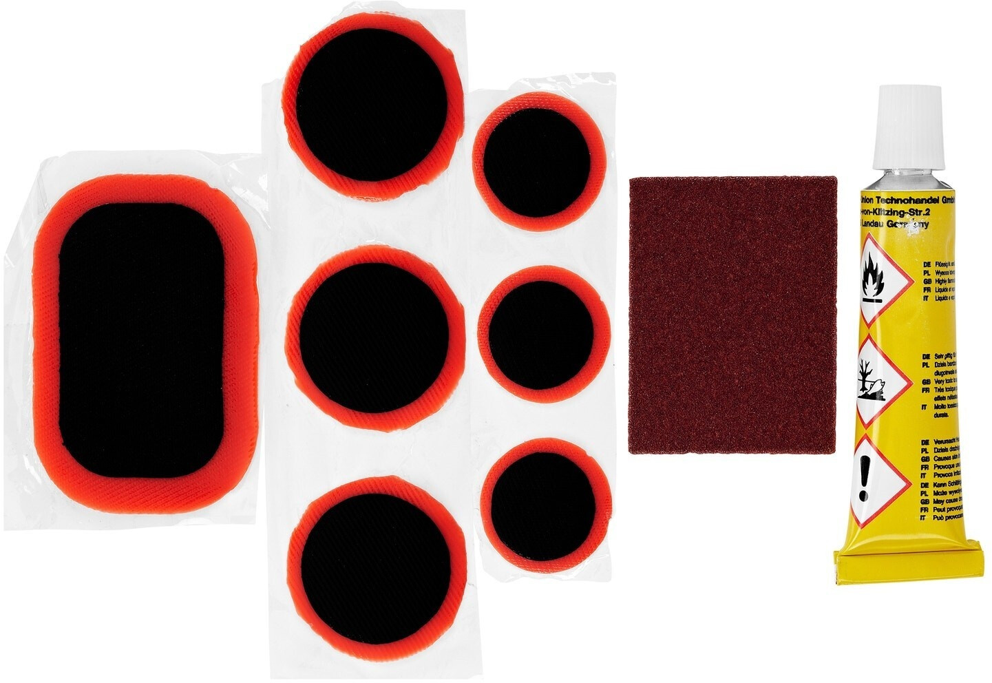 Fischer Set Flickzeug Per Riparazione Camere D'Aria - 5 Pezzi Toppe E Soluzioni Per Foratura Copertoni
