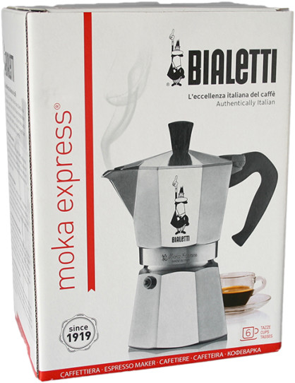 Bialetti Cafetera Moka Express Aluminio, Plateado, Capacidad 2 Tazas