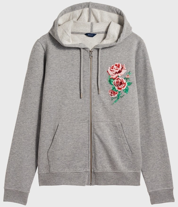 GANT Rosen Print Sweatjacket grey melange (4203610-93)