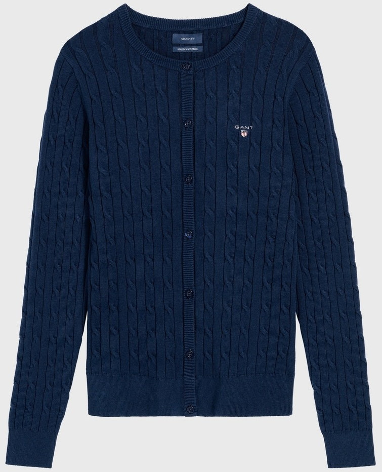 GANT Crew Neck-Cardigan in Cable Knit persian blue (480025-423)