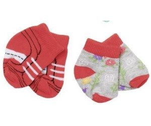BABY born Trend Socken Zapf - Söckchen Puppenmode 43 cm Rot Grau 2er Pack 
