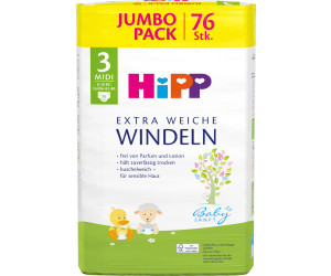 HiPP Midi 3 Jumb Baby Windeln Babywindeln doppelter Auslaufschutz 1 x 76 Stück 