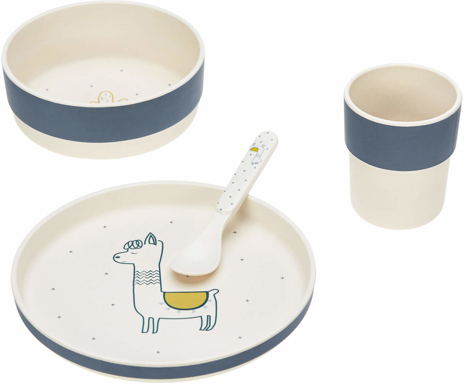Lässig Coffret repas à base de bambou Glama Lama bleu
