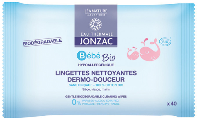 Eau thermale Jonzac Bébé Bio lingettes nettoyantes douceur bébé (x 40)
