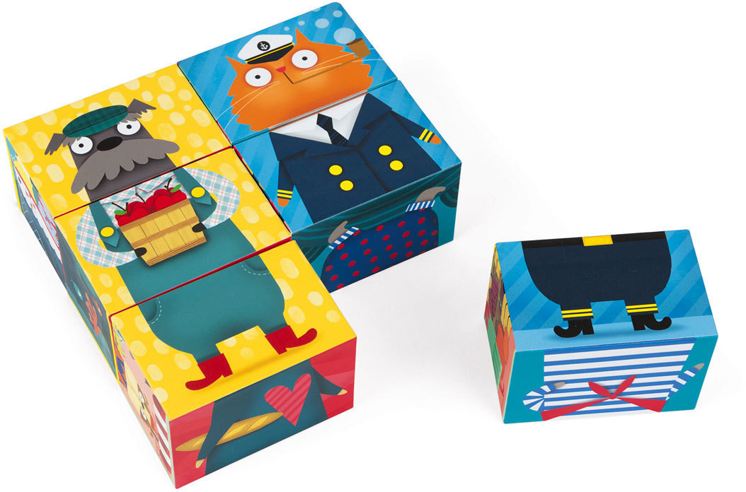 Janod Kubkid - Mix & Match chiens et chats - 6 cubes