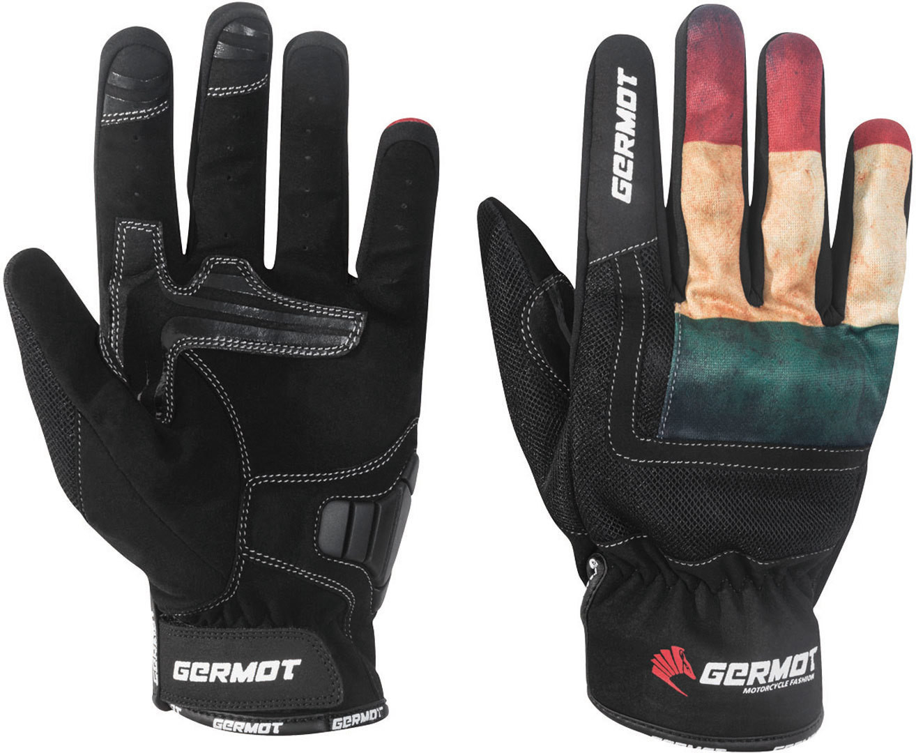 Germot Gants Flint noir/blanc/jaune/rouge