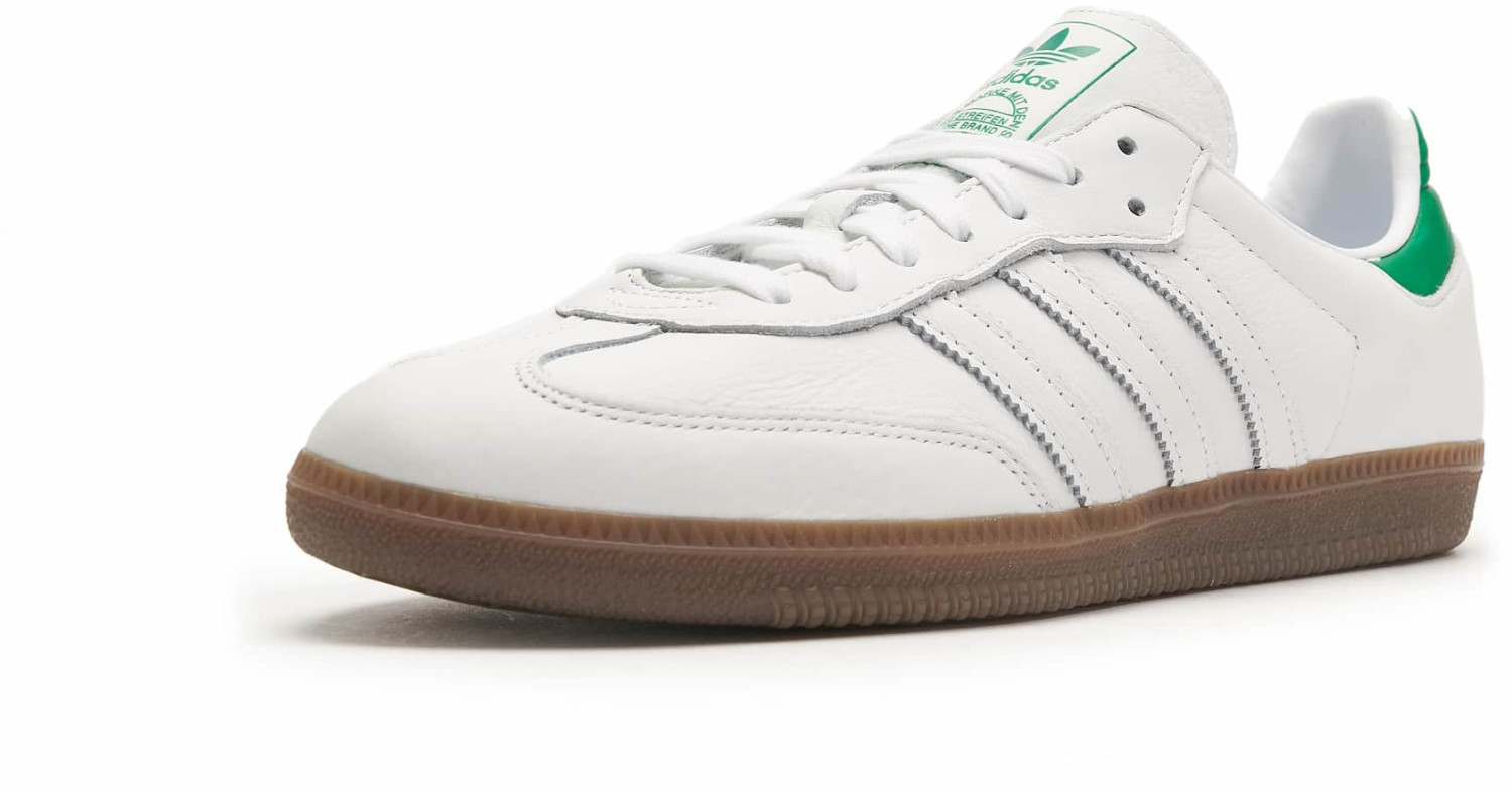 Buy Adidas Samba OG ftwr white/green/gum5 from Â£39.99 (Today) â Best Deals on idealo.co.uk