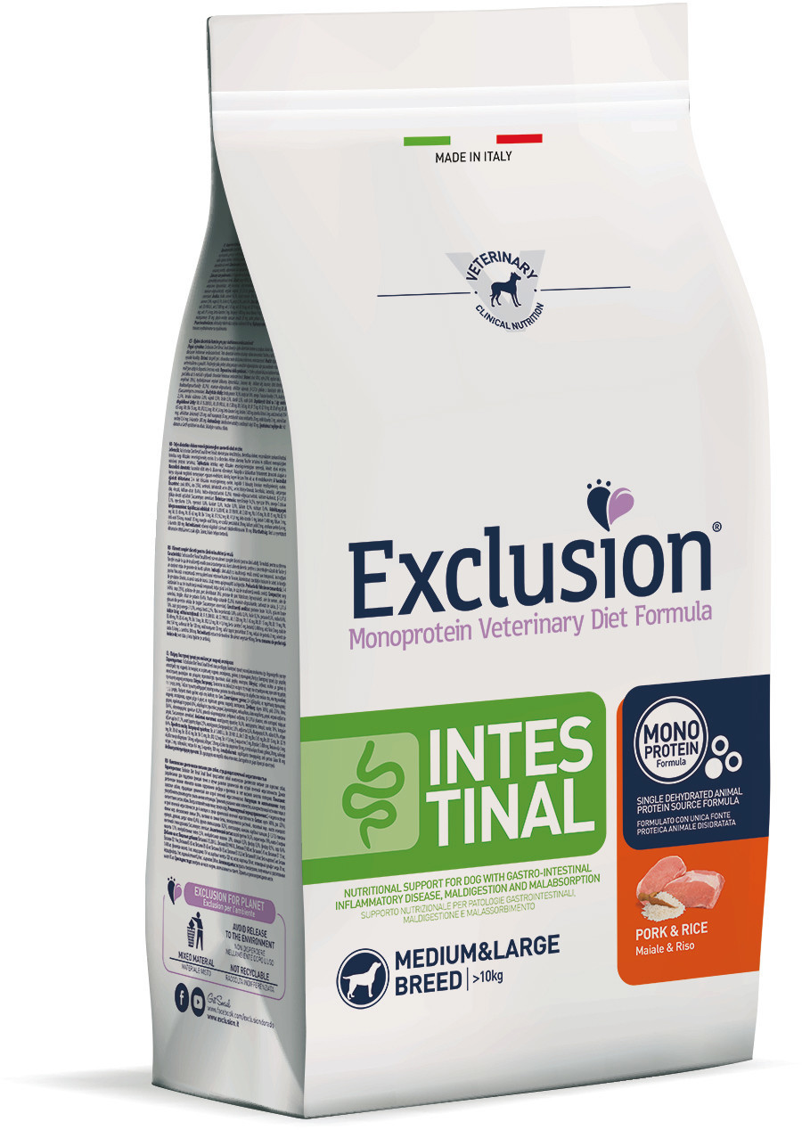 Exclusion Dog Intestinal Adult Medium/Large Breed Pork & Rice (12 kg)