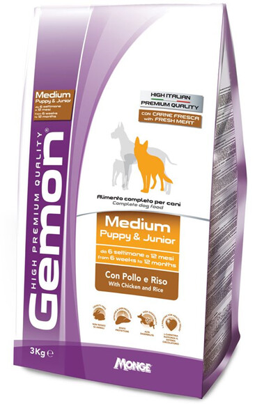 Monge Gemon Medium Puppy & Junior chicken rice (15 Kg)
