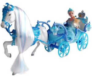 Magischer lila Wagen Pferdekutsche mit Prinz und Prinzessin 