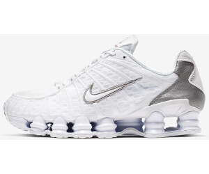 white and silver nike shox