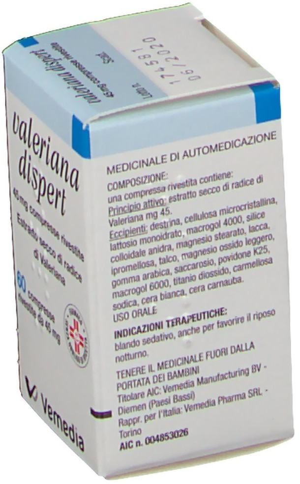 Valeriana Dispert 45 mg (60 cpr) a € 5,75 (oggi) Migliori prezzi e