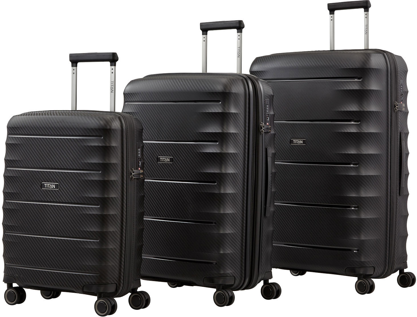 Titan Highlight 4 Wheel Trolley Set 75/67/55 cm Black