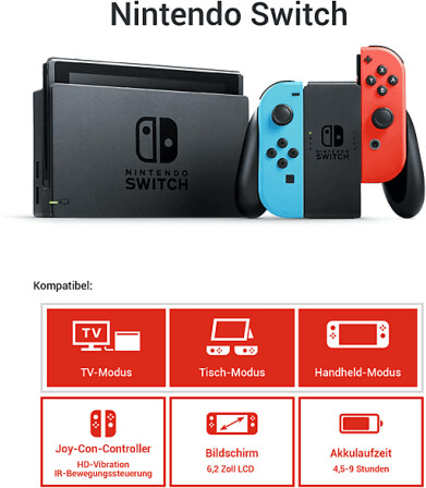 Nintendo Switch neon-rot/neon-blau (neue Edition), Bild 4