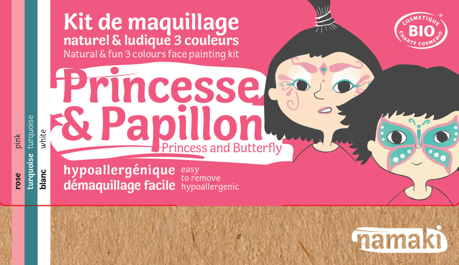 namaki Kit maquillage 3 couleurs Princesse & Papillon