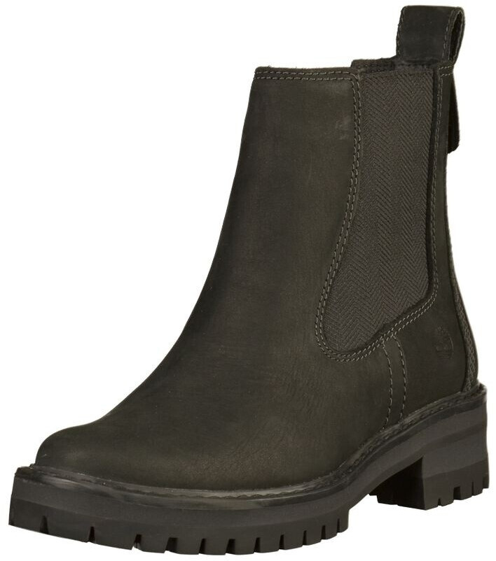 timberland courmayeur valley black leather chelsea pull on ankle boots