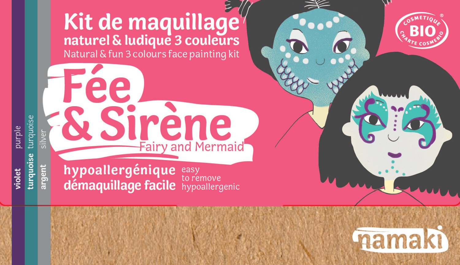 namaki Kit maquillage 3 couleurs Fée & Sirène
