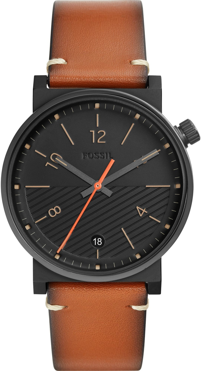 Fossil Barstow trois aiguilles cuir brun clair