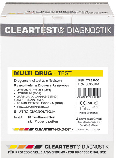 Cleartest Multi-Drug Drogentest 6-Fach Kassete (10 Stk.) ab 66,64 €