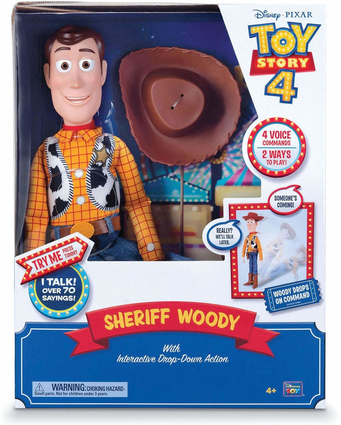 Thinkway Toys Toy Story 4 Sheriff Woody Drop Down Action