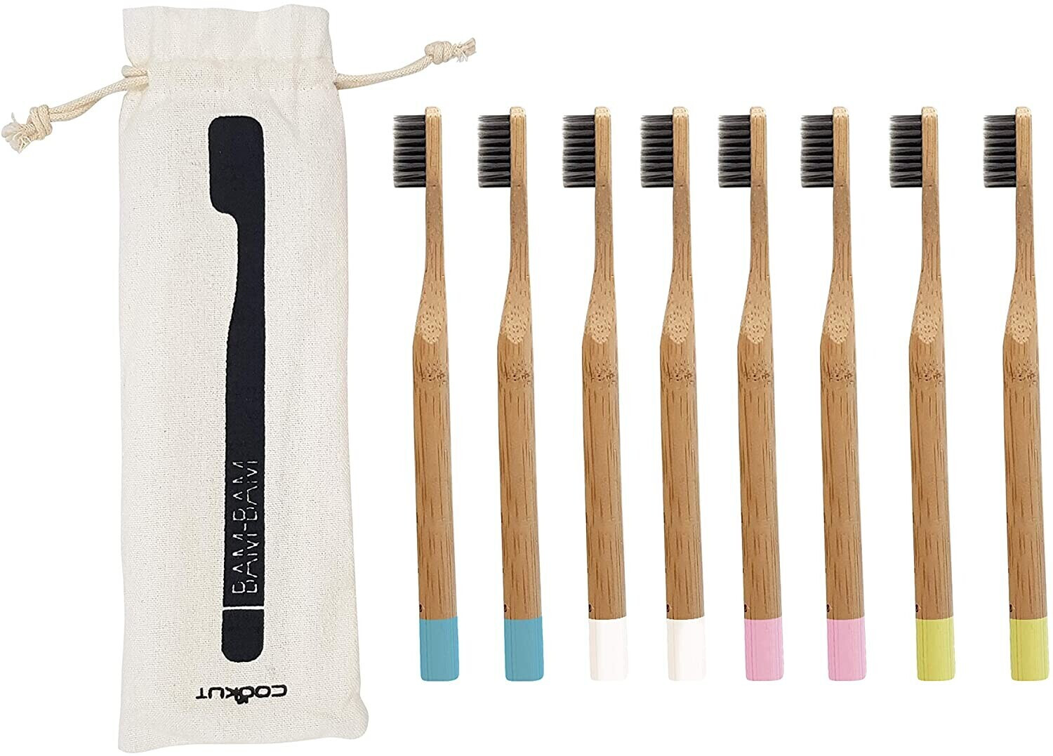 Cookut Lot de 8 brosses à dents en bambou réutilisable