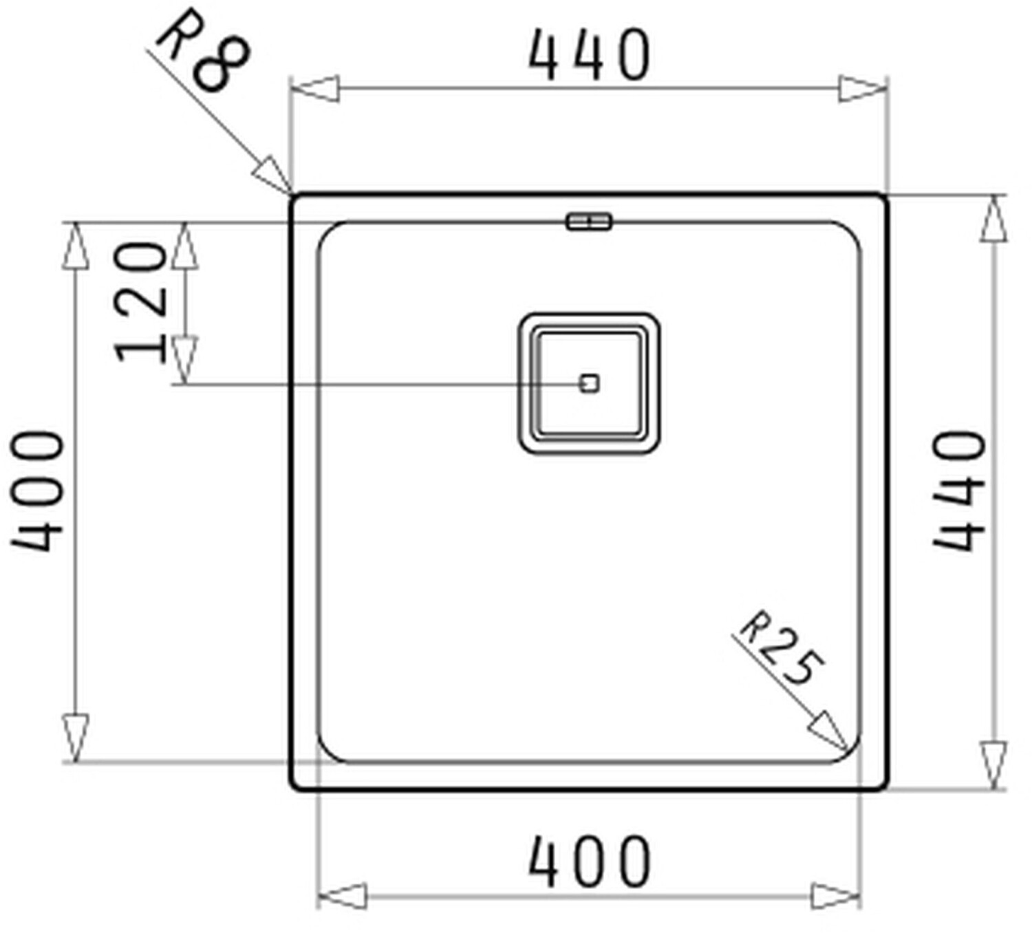 Pyramis Lume 40 x 40 cm 1B Inox (101023701)