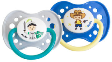 Dodie Sucette silicone avec anneau Duo Garçon Cowboy & Chevalier +18 mois