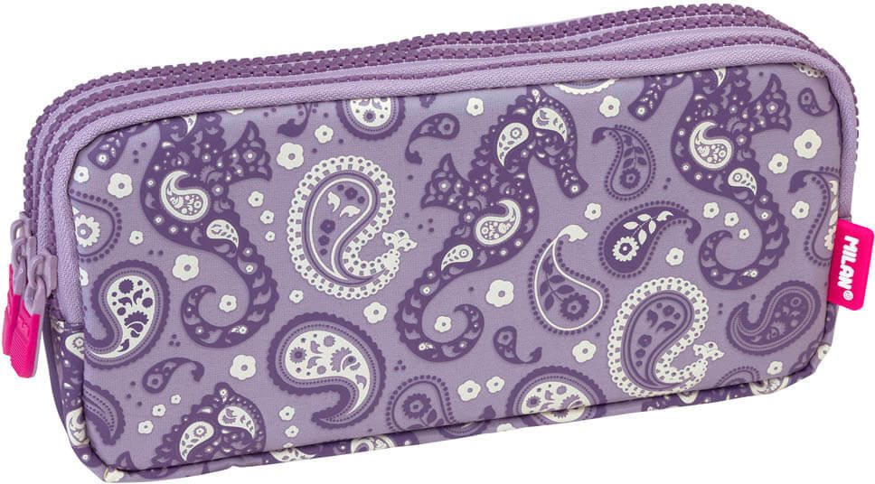 MILAN 3-Zip Pencil Case Drops lilac