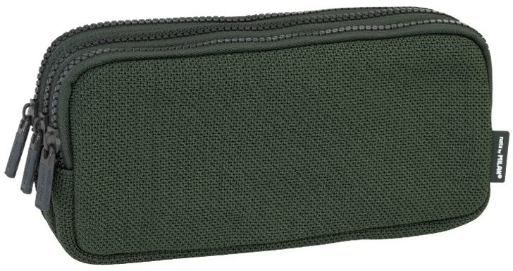 MILAN 3-Zip Pencil Case Knit Khaki Green